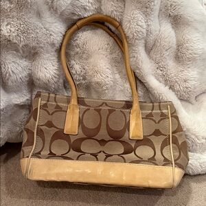 Coach Brown and Tan Shoulder Bag